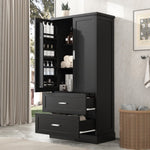 ZUN Tall Bathroom Storage Cabinet, Cabinet with Two Doors and Drawers, Adjustable Shelf, MDF Board, N725P178675B