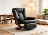 Modern Leather Swivel Recliner with Footrest, Compact Armchair 81310293