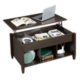 ZUN Lift Top Coffee Table Modern Furniture Hidden Compartment and Lift Tabletop Brown 11672381