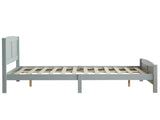 Full Single Bed Frame Vertical Striped Decorative Curved Headboard and Footboard Bed Frame Painted 17007454