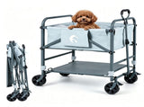 Foldable Dog Bath Cart, 4-Level Height Adjustable Pet Washing Station with Brake Wheels & Adjustable 93770031