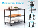 3-Tier Shelving Storage Shelves,Steel Organizer Wire Rack with Wheels,Adjustable Storage Units,23" W 45796975