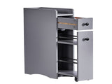 Gray particleboard with melamine veneer, 18*40*70cm, two-drawer, one-panel low cabinet with wheels 25816295