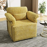 360 Degree Square Swivel Accent Sofa Chair,Fluffy Fabric Lounge Wide Upholstered Reading Chair with W2012P319077