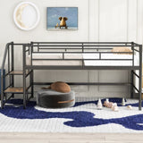 Mid Loft Bed with Storage stairs, Twin, Black MF323325AAB