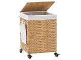 Laundry Hamper with Lid and Wheels, Woven Natural Water Hyacinth Rolling Laundry Hamper 86545977