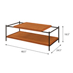 ZUN Honey Oak and Black 2-shelf Coffee Table B062P181394