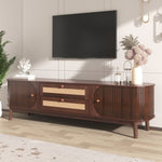 ZUN Rattan TV Stand for TVs up to 75'', Modern Farmhouse Media Console, Entertainment Center with Solid WF316663AAP