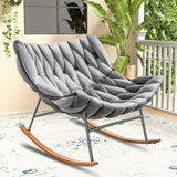 Outdoor Rocking Chair, Patio Egg Rocking Chair, Indoor Papasan Rattan Wicker Lounge Chair for Patio, 87826856