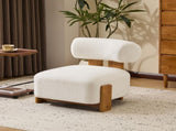 27.25" Modern Boucle Lounge Chair with Solid Wood Frame and Rolled Backrest, Soft and Durable Boucle N767P354792W