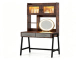Vanity Desk with 360&deg Lighted Mirror & Charging Station, 3 Color Lights Dimmable, Illuminated 44669892