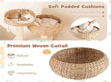 41 Inch Hand-Woven Water Hyacinth Cat Tree, 3 Sisal Scratching Posts Multi-Level Activity Center for 95559843