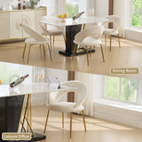 061-Set of 1 Velvet Fabric Chairs With Curved Backrest and Golden Metal Legs for Kitchen or W527P255475