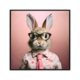 Stretched Canvas Print - Whimsical Rabbit in Blush Pink Three-Piece Suit, Nursery and Bedroom Wall W3374P324199