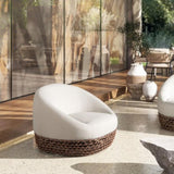 Willow 35.5" Upholstered Woven Patio Deep Seating Armchair, Golden Brown Wicker Frame, Wheat Beige B2719P305699