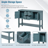Series Ample Storage Vintage Console Table with Four Small Drawers and Bottom Shelf for Living 11248622