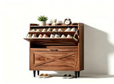 2-Drawer Top Enclosure Barn Door Shoe Cabinet Melamine Board Embossed MDF Shoe Cabinet 74614611