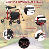 2-in-1 Rolling Walker & Wheelchair 6-Position Height Adjustment , 8" PVC Wheels, Folding 46860865