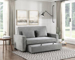 ZUN Modern Home Furniture Solid Wood Frame Sofa with Pull-Out Bed Gray Fabric Upholstered 2x Pillows B011125789