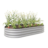 ZUN Raised Garden Bed Outdoor, Oval Large Metal Raised Planter Bed for for Plants, Vegetables, and 79679439