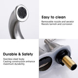 2 Handle 4 Inch Centerset Bathroom Sink Faucet with Pop-Up Drain, Brushed Nickel W122460799