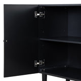 U_STYLE Elegant Four-Door Sideboard with Wavy Pattern Doors, Cylindrical Legs, and Sleek Metal N711P186790B