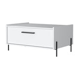 ZUN White Coffee Table with Flip-Down Door B062P252206