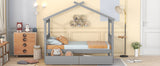 Twin Size Wooden House Bed with Drawers, Gray 38831000