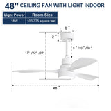 48 Inch Solid Wood Ceiling Fan with Dimmable Light 6 Speed Reversible DC Motor W934P147069