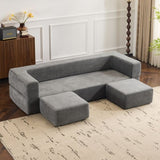 Ebern Designs Convertible Sectional Sofa with 3 Storage Ottomans - High-Resilience Foam Sleeper, W1829P280222