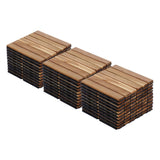 30 PCS Interlocking Deck Tiles Striped Pattern, 12" x 12" Square Yellow Acacia Hardwood Outdoor W2391P276697