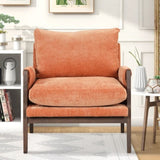 ZUN Mid-Century Modern Velvet Accent Chair,Leisure Chair with Solid Wood and Thick Seat Cushion for WF301654AAG