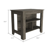 Cala Kitchen Island, Four Legs, Three Shelves -Dark Brown B20091834