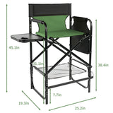 31" Tall Directors Chair with Footrest, 4Portable Bar Height Folding Camping Chair with Built-in Cup 85468184