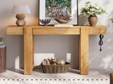 TREXM Rustic Minimalist Console Table with Hidden Drawer, Side Power Outlet,Wood Entryway Table for N715P361518N