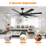 72 inch Ceiling Fans no Light with Remote Control, 8 Reversible Blade, Quiet DC Motor, Timer W2352P221668