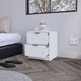 Nightstand Gandu, Two Drawers, White Finish B092122833