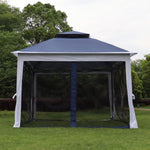 ZUN Outdoor 11x 11Ft Pop Up Gazebo Canopy With Removable Zipper Netting,2-Tier Soft Top Event W419P168164