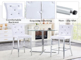 A set of 2 white vintage crocodile bar chairs, featuring crystal clasp design and synthetic W3875P383095