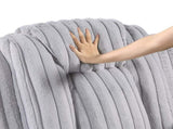 Light Gray Double Reclining Sofa with Cup Holders Ultra Comfort Premium Corduroy Upholstery Living B011P501907