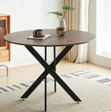 42.1"BLACK AND WOOD COLOR Table Mid-century Dining Table for 4-6 people With Round Mdf Table Top, W234P185625