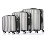 ABS Trolley Case 20in 24in 28in 3PCS Suitcase Set Striped Textured Suitcase Silver Gray 96290375