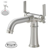 ZUN Industrial Pipe-Style Bathroom Faucet Brushed Nickel 2-Handle Vanity Mixer Tap Pop-Up Drain Included W1920P254956