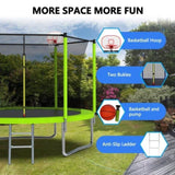 ZUN 10FT Trampoline for Kids, Basketball Hoop and Ladder, Outdoor Kids Trampoline with Safety 41678425