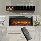 ZUN 44 inch wall recessed electric fireplace with remote and Imitation Flame , LED light heater W1769P171420