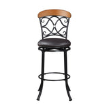 1pc Pub Height Swivel Chair Faux Leather Upholstered Black Metal Frame Dining Furniture B011P287698