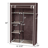 64" Portable Closet Storage Organizer Wardrobe Clothes Rack with Shelves Dark Brown 40344709