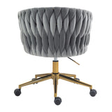 ZUN Modern design the backrest is hand-woven Office chair,Vanity chairs with wheels,Height 72258670