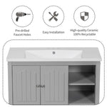 ZUN [VIDEO] 36" Bathroom Vanity with Ceramic Basin, Bathroom Storage Cabinet with Two Doors and Drawers, 37876408