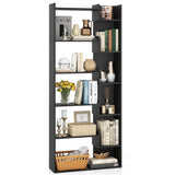 Black 6-Tier Bookshelf Wooden Bookcase 52882439
